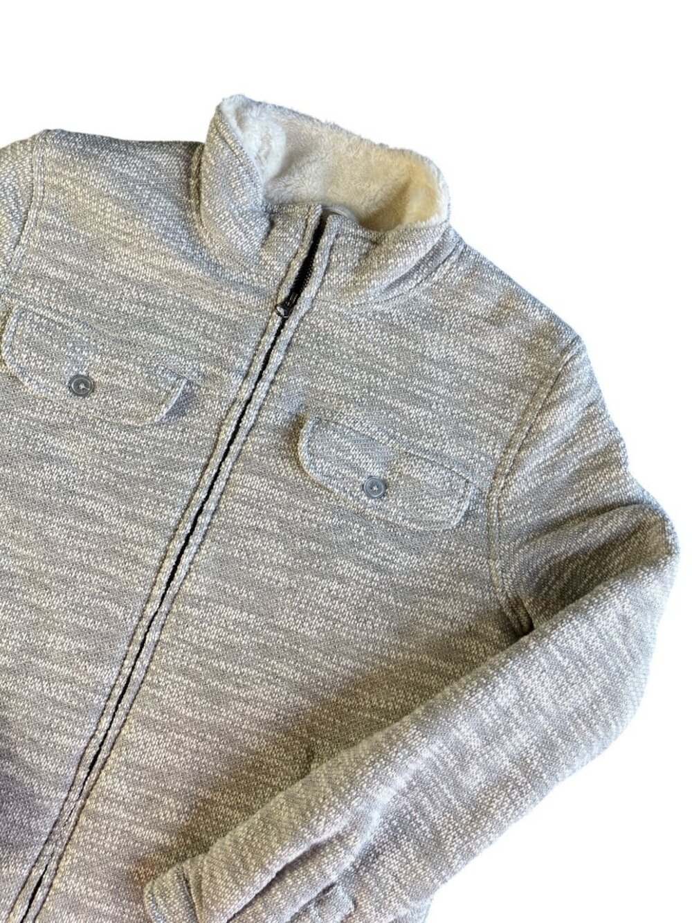 Carbon2Cobalt Women's Textured Zip Jacket With Faux Shearling Lining - Size S